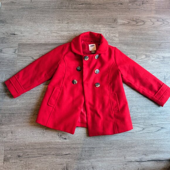 Gorgeous Red Coat for your little girl - Old Navy Red Peacoat Size 5 - Picture 1 of 3